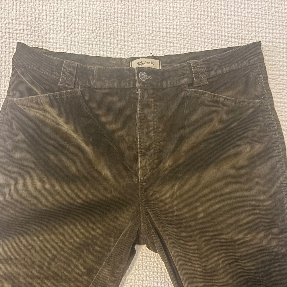 Madewell 33 Emmett Wide-Leg Pants Green Corduroy